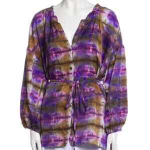 Raquel Allegra Printed V-Neck Blouse